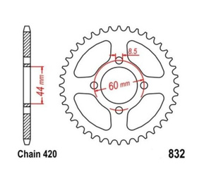 Sprocket 48 Z pitch 420 for YAMAHA Rear sprocket