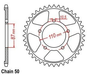 Zębatka tylna 43Z skok 530 do SUZUKI GSF 600 S Bandit 1996-2004