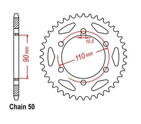 Zębatka tylna 32 Yamaha TX 650 1972-1974 OEM 256-25432-20