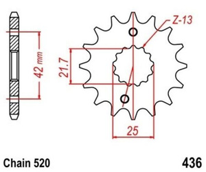 Zębatka przednia 14T łańcuch 520 Yamaha YZ 250 426 450 JTF43614