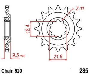 Pignone anteriore 14 denti Honda CR 250 R / CR 500 R
