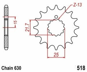 Zębatka przednia 15T Kawasaki GPZ KZ 650 750 900 OEM 13144-046