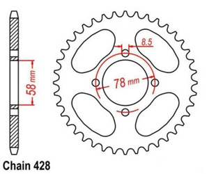 Sprocket 50 Z pitch 428 for SUZUKI GN 125 1992-1999 Rear sprocket