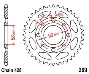 Sprocket 47Z Pitch 428 for HONDA SL 125 S 72-76/ HYOSUNG GS 125 Rear sprocket