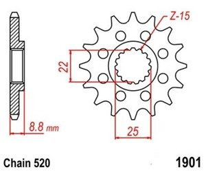 ZĘBATKA PRZEDNIA 14 KTM EXC 250 400 450 520 525