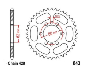 Sprocket 49 Z pitch 428 for YAMAHA DT 125 76-88 Rear sprocket