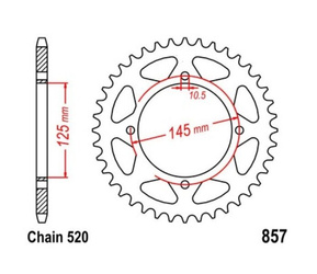 sprocket 39 Z pitch 520 MZ/MUZ Mastiff 660 98-06 Rear sprocket