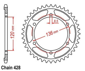 Couronne arri?re 46 dents Yamaha FZ250 FZR250 SRX400 OEM 3GV-25446-21