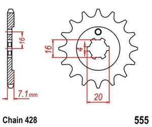 Zębatka przednia 15T Yamaha RD80 FZR80 TTR225 XT225 30W/1KH/5HO-17461-50