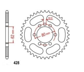 Sprocket 48 Z pitch 428 for YAMAHA DT 175 78-81 Rear sprocket