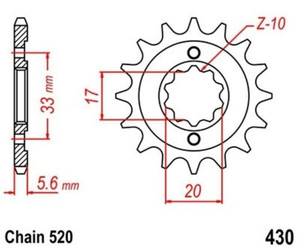 Zębatka przednia 13 Suzuki GSX GT RM-Z 250 Kawasaki KX 250 OEM K1314-40001