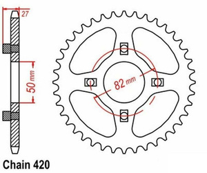 Pignone posteriore 38T 428 Honda C50 CB50 Chaly CF50 CY50 ST50 Dax OEM 41201-051