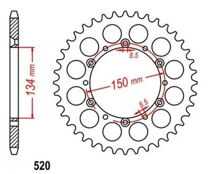 ZĘBATKA TYLNA 42 zęby KAWASAKI KLX 250R / KLX 300R /KX 125 /KDX 200