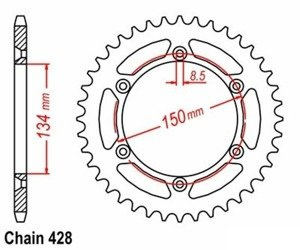 Sprocket 52Z pitch 428 Rear sprocket for KAWASAKI KDX 125 1990-1999