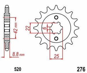Pinion 16Z Pitch 520 for Honda CB CM 250 400 N ND C T Euro Custom Sprocket