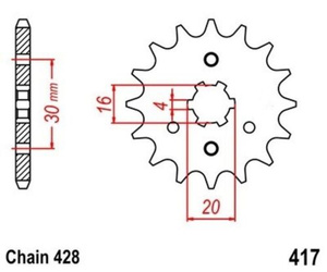 Zębatka przednia 16T Kawasaki KD80 KE100 KE125 OEM 13144-1144