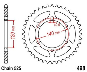 Sprocket 44 Z pitch 525 for Kawasaki Suzuki W 650,ZR 750,ZR-7,ZX-6R,GSX-R
