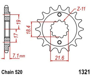 Pinion 13Z Pitch 520 for HONDA XR 250 R 79-04 front sprocket