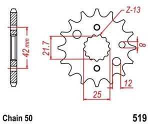 Pinion 15Z Pitch 50 for CAGIVA KAWASAKI SUZUKI YAMAHA #13144-1164 NEW