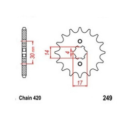 Pinion 14Z Pitch 420 for Honda ANF C CB CRF CY ST XL XR ZB Kawasaki AE AR KL