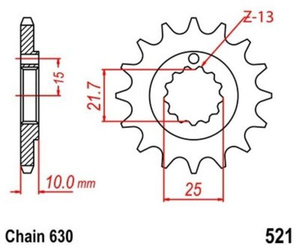 Pinion 15Z Pitch 630 for KAWASAKI KZ Z 900 1000 A B 77-80 Z1R 1000