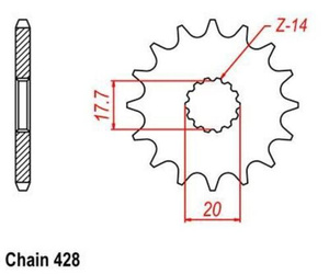 Zębatka przednia 17T Yamaha YZ 85 OEM 3BN-17460-00