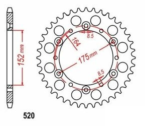 Zębatka tylna 48z. 520 YAMAHA DT IT TT TT-R WR XT YFM YFS YFZ YZ