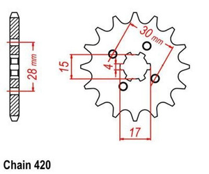 Zębatka przednia 17T Honda XL 75 / XR 70 / Z 50 / ZB 50