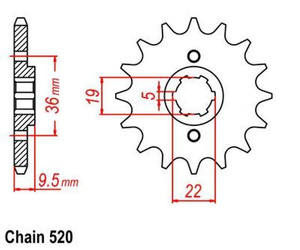 Pinion 14Z Pitch 520 Front sprocket for HONDA CR 480 R PE020 1982-1983