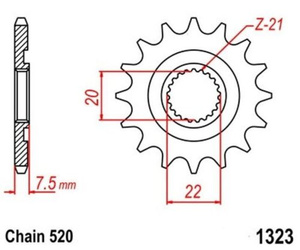 Pignone anteriore 13T Honda CR 125 R 2004-2007