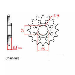 PIGNONE ANTERIORE 15 KTM EXC 250 400 450 520 Race