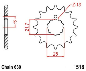 Zębatka przednia 14T Kawasaki GPZ 750 Z 650 750 Z1 900 OEM 13144-046/1102