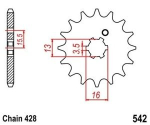 Pinion 13Z Pitch 428 for YAMAHA DT 80 MXS 84 front sprocket