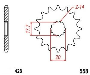 Pinion 13Z Pitch 428 for YAMAHA DT TDR TZR XVS YZ DERBI GPR SACHS XTC KAWASAKI