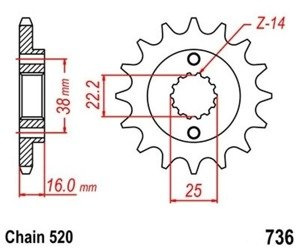 Pinion 15Z Pitch 520 DUCATI 748,851,888,916,996,999,MH,Monster,Multistrada