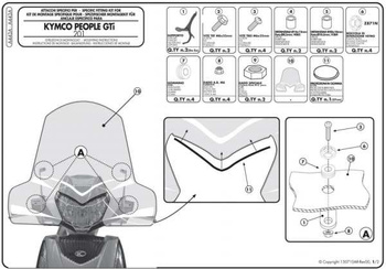 MONTAGE SUR PARE-BRISE KYMCO People GTi 125-300 (10-11)
