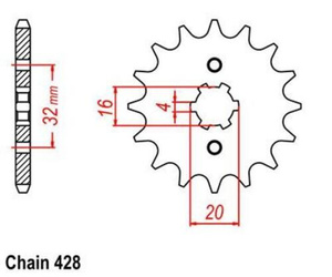 Zębatka 14T 428 Beta Fantic HM-Moto Rieju Yamaha Husqvarna 93822-14240