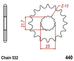 Pignone anteriore 14 denti Suzuki RF 900 R 1994-1997 OEM 27511-06B10