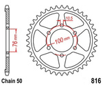 Corona posteriore 43 Z corsa 530 per SUZUKI GSX 550 1983-1987