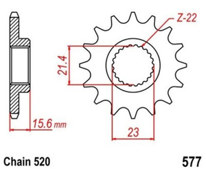 Zębatka przednia 16T Yamaha SRX SZR TT XT XTZ OEM JTF57716 #99999-01798
