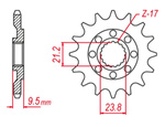 ZĘBATKA PRZEDNIA 342 14 HONDA CR 250 '88-'08, CRF 450 '02-'22,CRF 250R '22-'23, CR 500, TRX 450/700 '04-'09 (
